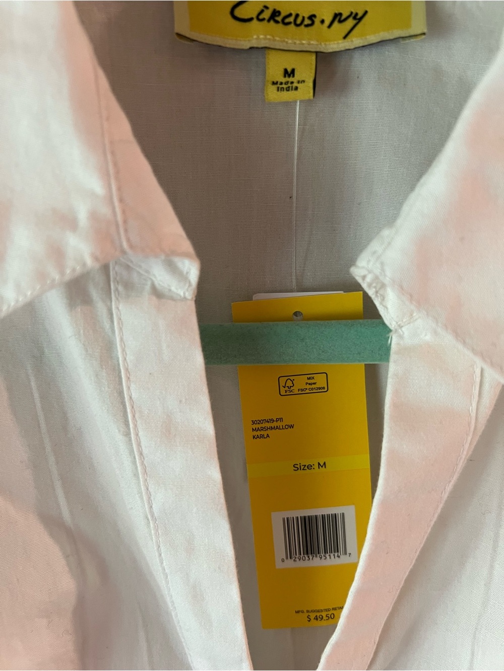 Circus by Sam Edelman White Gathered Waist Button-Front Top - Picture 2 of 3